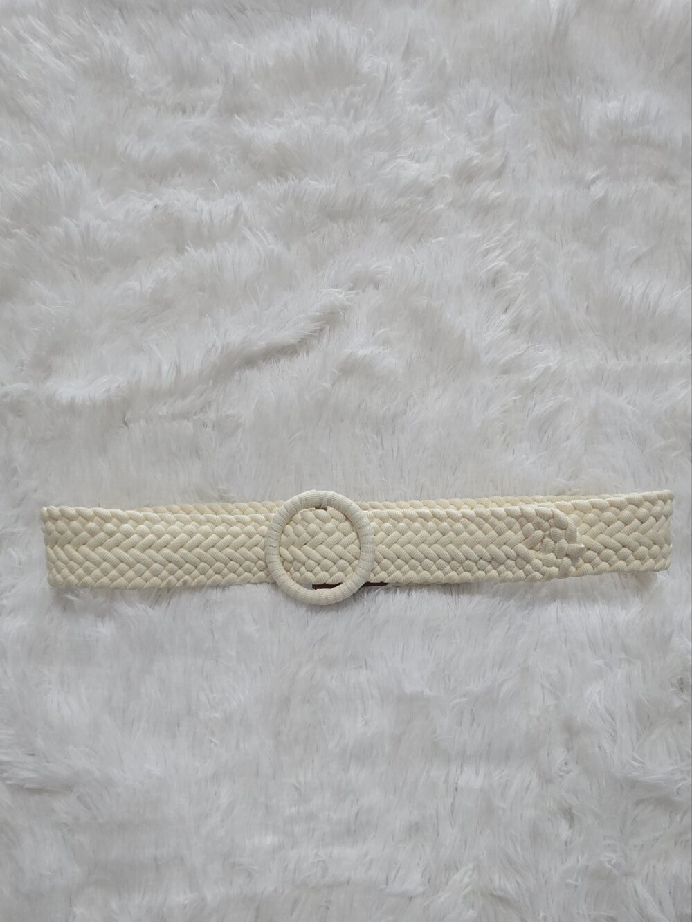 J. Crew Braided Cream Round-Buckle Waist Belt